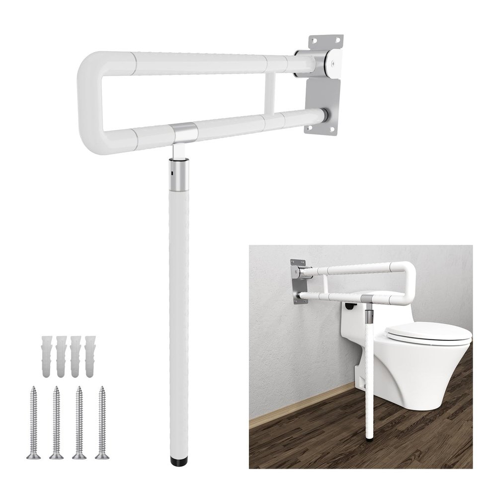 Herrselsam 60 cm Wall-Mounted Folding Toilet Support Grab Bar, Non-Slip, 200 kg Capacity, 1 Pack