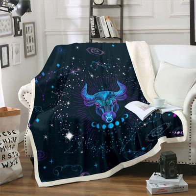 Taurus Psychedelic Celestial Throw Blanket, 130 x 150 cm