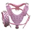 Pimaodog Studded PU Leather Dog Collar Set, Pink, Size L, 2 Pieces view 1
