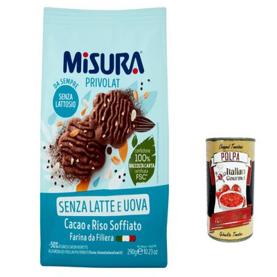 Italian Gourmet Privolat Cocoa Puffed Rice Cookies 6 x 290g Dairy-Free