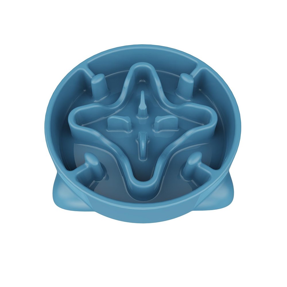 Anti-Snarf Dog Bowl, 22cm Slow Feeder for Small and Medium Dogs (M, Blue)