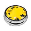 Portable Yellow Lemon-Print Round Metal Pill Box view 2