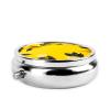 Portable Yellow Lemon-Print Round Metal Pill Box view 3