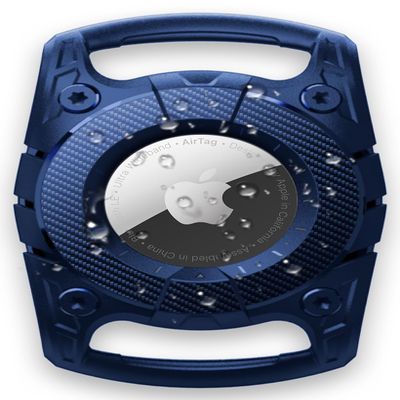 Waterproof Case for Apple AirTags with Keychain - Air Tag Holder for Pet Collars (Blue)
