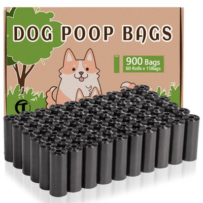 AiTodos 900 Dog Waste Bags, 31 × 22 cm, PE, Black, 60 Rolls