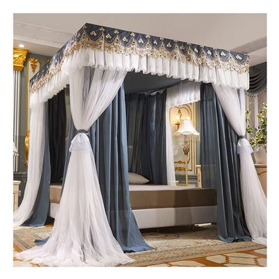 1.8 m European-Style Bed Canopy Mosquito Net with Metal Stand, Gray-1, 180 x 200 cm