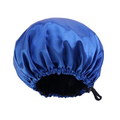 Adjustable Satin Bonnet for Long, Straight Hair, Blue, Type B