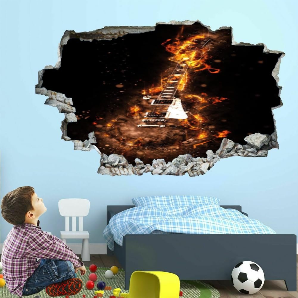 3D Broken Guitar Wall Decal