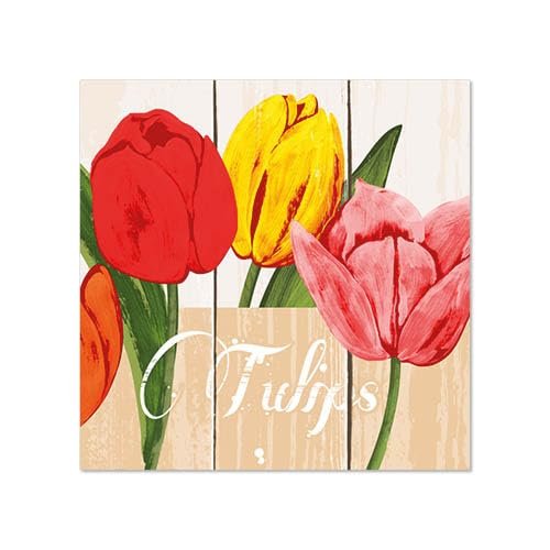 PAPSTAR 600 Napkins, 3-Ply, 1/4 Fold, 25 x 25 cm, "Blooming Tulips" (88129, 12 x 50 Count)