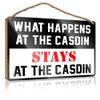 Wooden Sign with “Little Man Cave” and “What Happens at The Casdin Stays at The Casdin,” for Kitchen, Wall Art, Winter Door Sign (Size: 20 x 30 cm) view 1