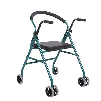 Folding Walker with Seat for Seniors, Red/Green
