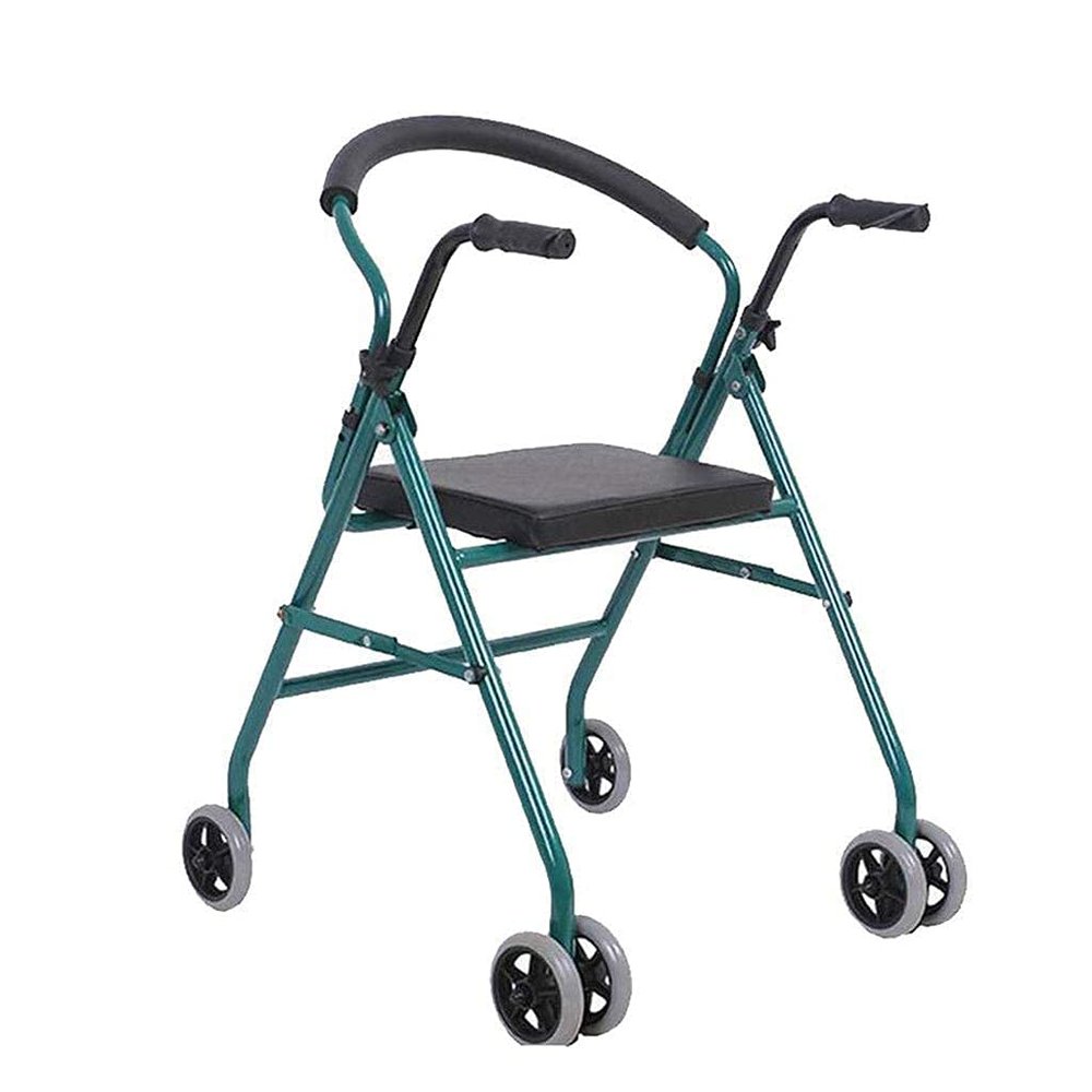 Folding Walker with Seat for Seniors, Red/Green