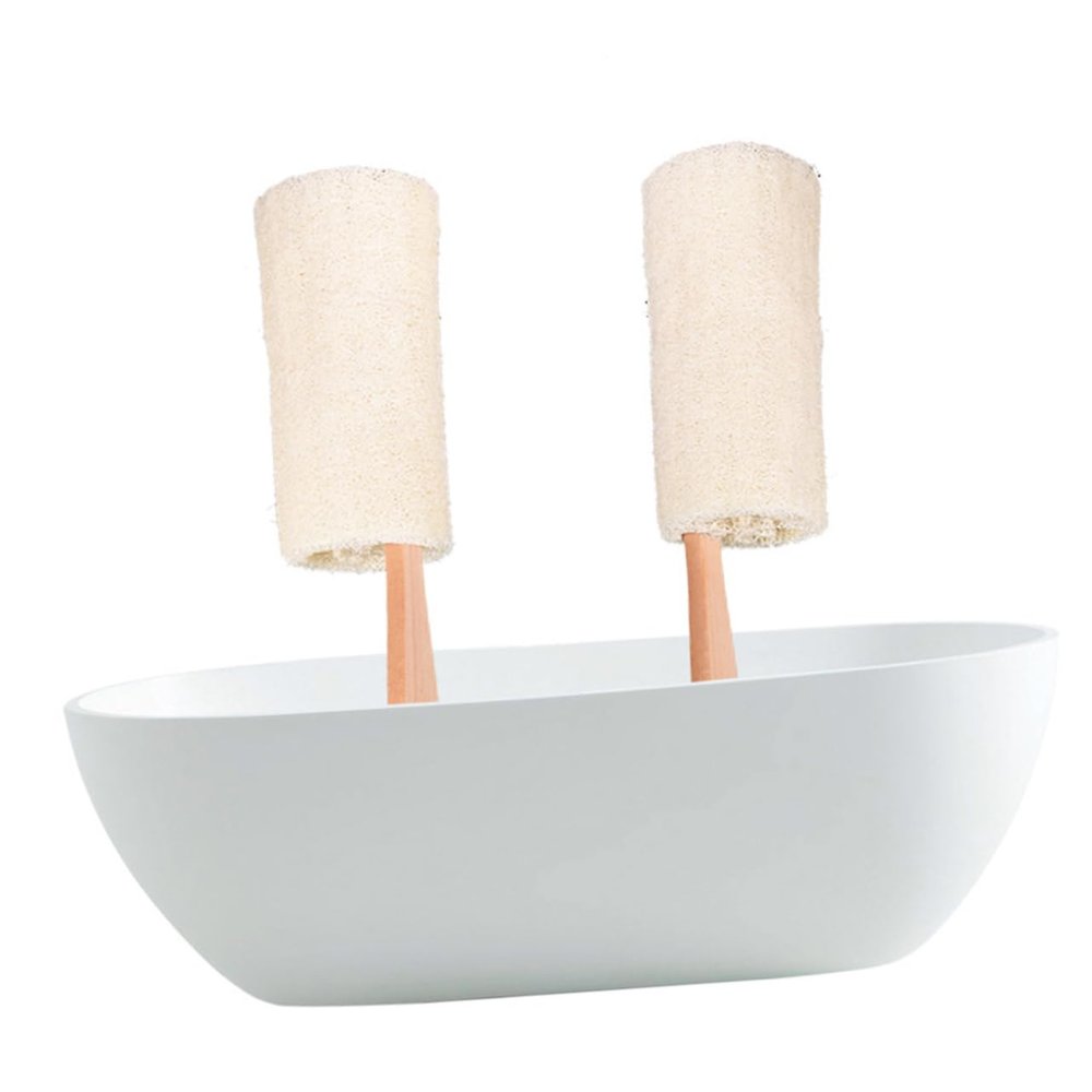 Luffa Bath Brush with Long Wooden Handle, 36 x 10 cm