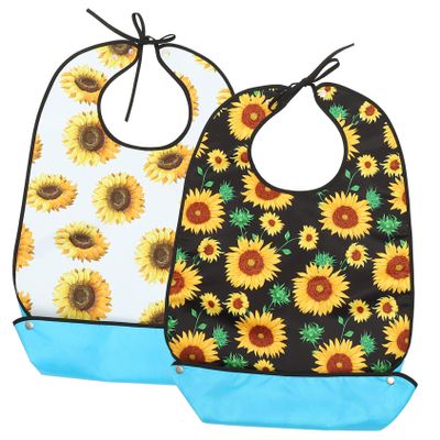 GLEAVI 2-Pack Washable Adult Bibs, Lightweight Polyester Clothing Protectors