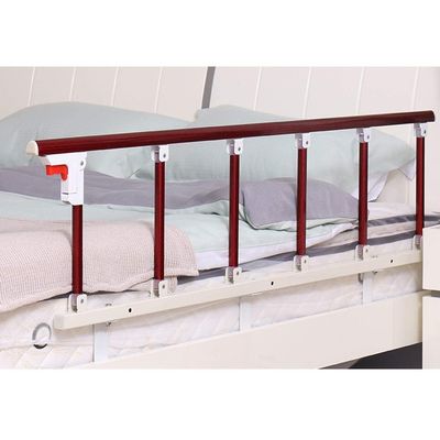 Bed Safety Rail for Older Adults, Red Wood-Grain Metal