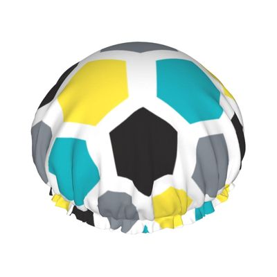 Octagons Printed Double-Layer Waterproof Shower Caps for Long Hair