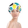 Octagons Printed Double-Layer Waterproof Shower Caps for Long Hair view 3