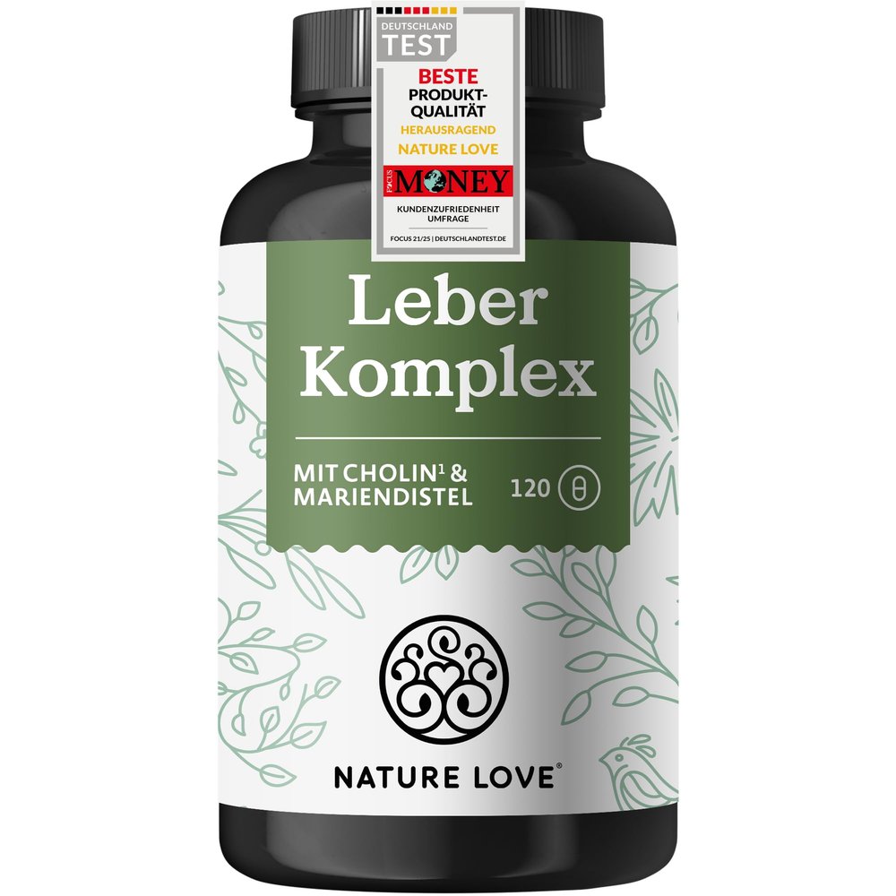 NATURE LOVE Liver Complex - 120 Capsules - 80% Silymarin, Choline & Zinc