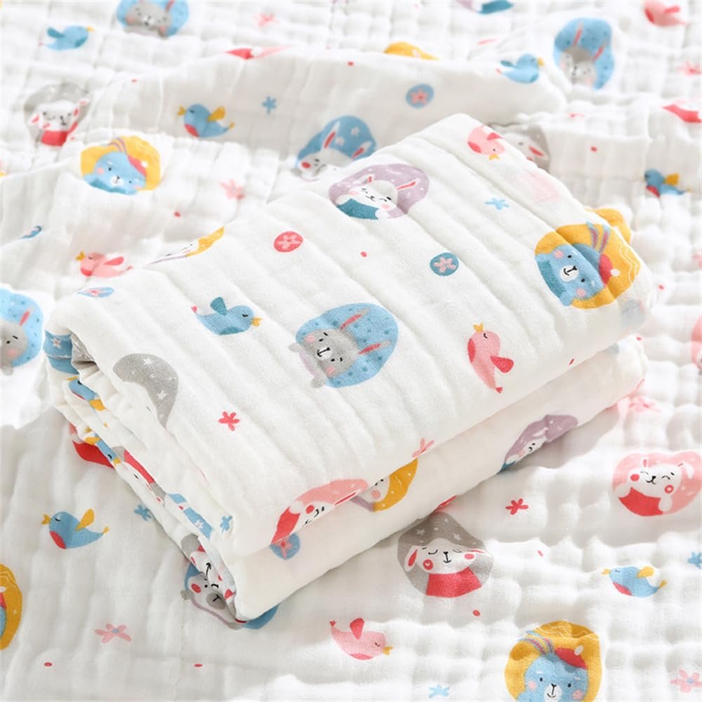 Chickwin Muslin Baby Blanket and Swaddle, Soft Cotton, 110 x 110 cm, Bunny