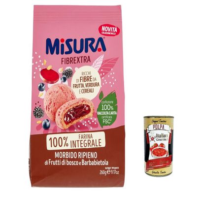 Italian Gourmet Frollino Integrale Fibrextra Whole Grain Berry Biscuits, 3 x 260 g