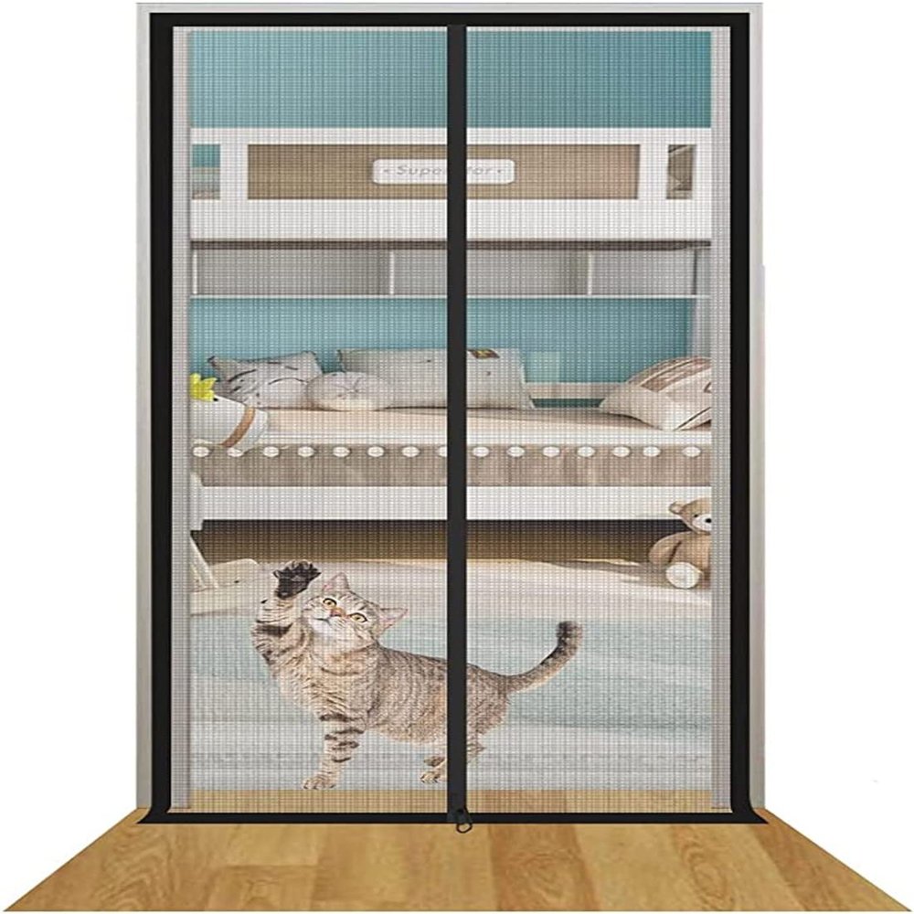 Pet Escape Prevention Mesh Curtain with Zipper, Cat & Dog Divider, Color B, 110 x 220 cm