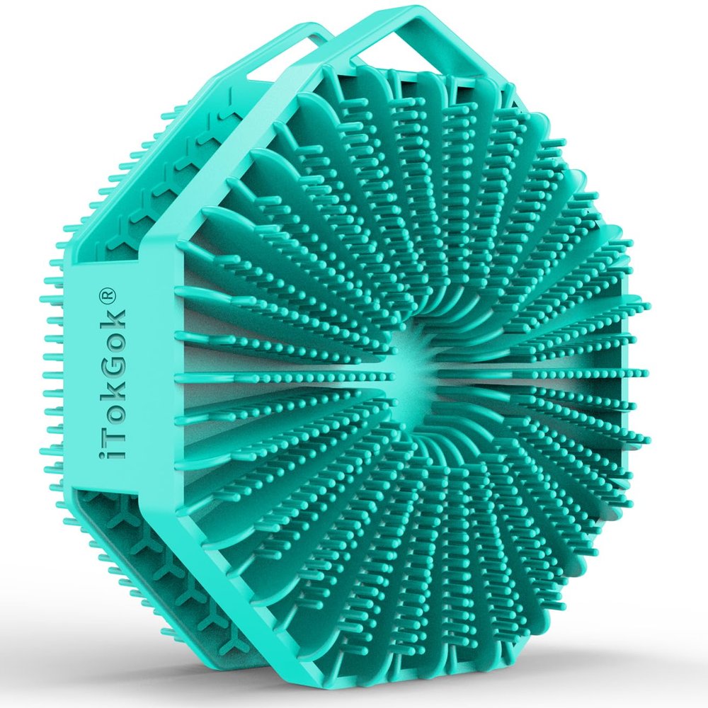 iTokGok 2-in-1 Silicone Body Scrubber, Mint Green