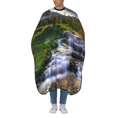 BONDIJ Haircut Cape with Mountain Sunrise Design, Waterproof, Adjustable, White, One Size