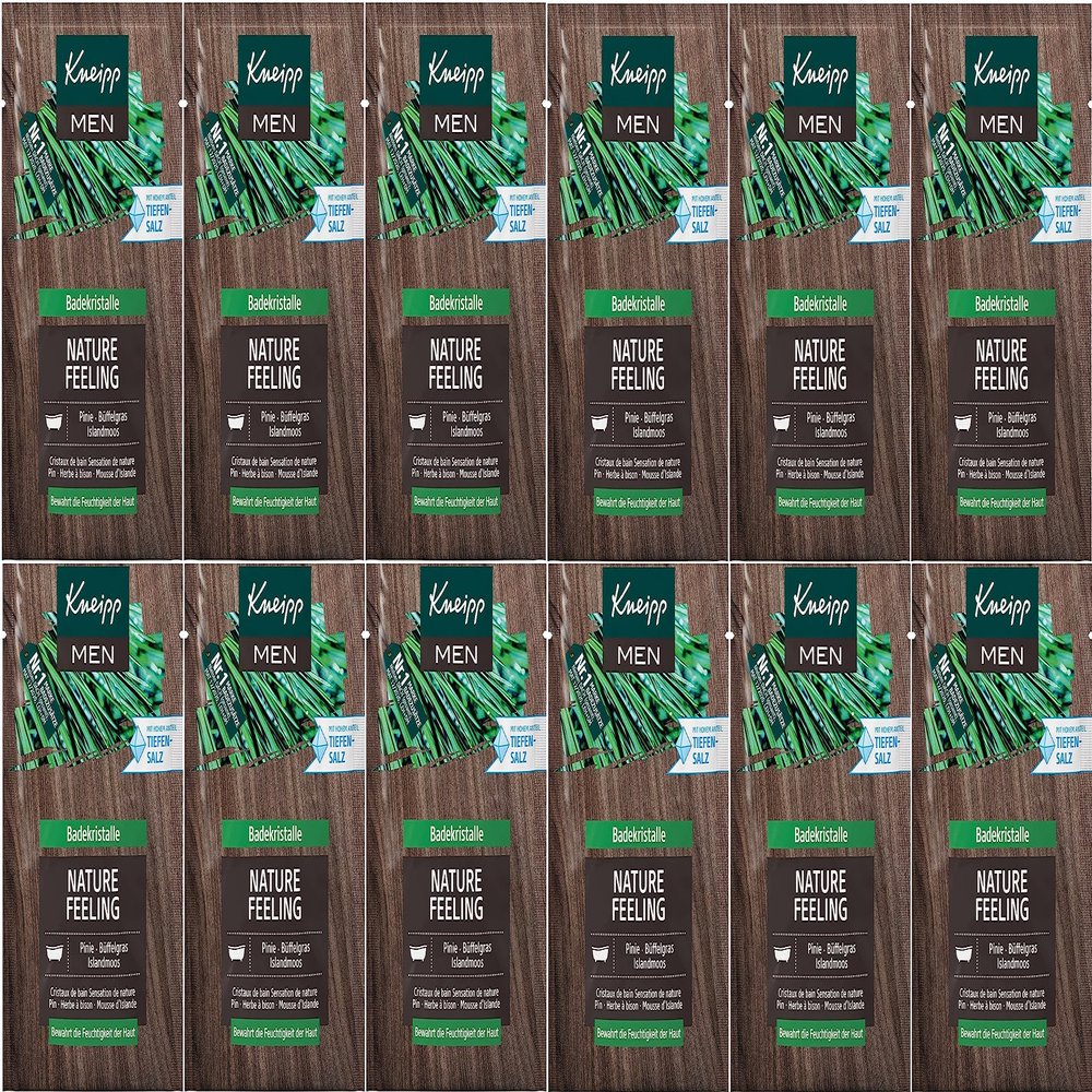 Kneipp MEN Nature Feeling Bath Crystals, Pine, Buffalo Grass & Iceland Moss, 12-Pack (12 x 60 g)