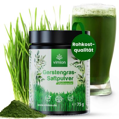 VIMION Pure Barley Grass Juice Powder – 75 g Premium Raw Food Quality