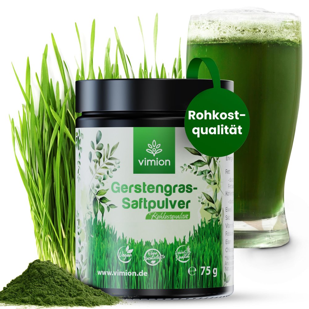VIMION Pure Barley Grass Juice Powder – 75 g Premium Raw Food Quality