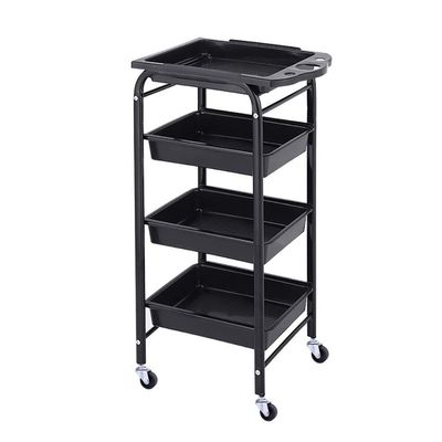 FLYIFE Mobile Storage Cart, Kitchen and Beauty Salon Trolley with Drawer, 4-Tier, Black
