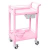 FLYIFE 2-Tier Rolling Salon Trolley with Drawers, ABS Plastic, Pink, 54 x 37 cm view 1