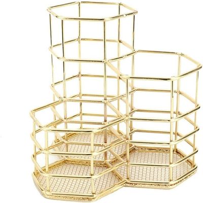 Wrought-Iron Makeup Organizer with 3 Storage Bins