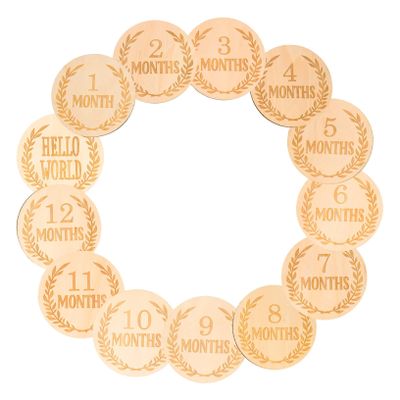 Warmhm 13-Piece Wooden Baby Milestone Cards with Wheat Motif