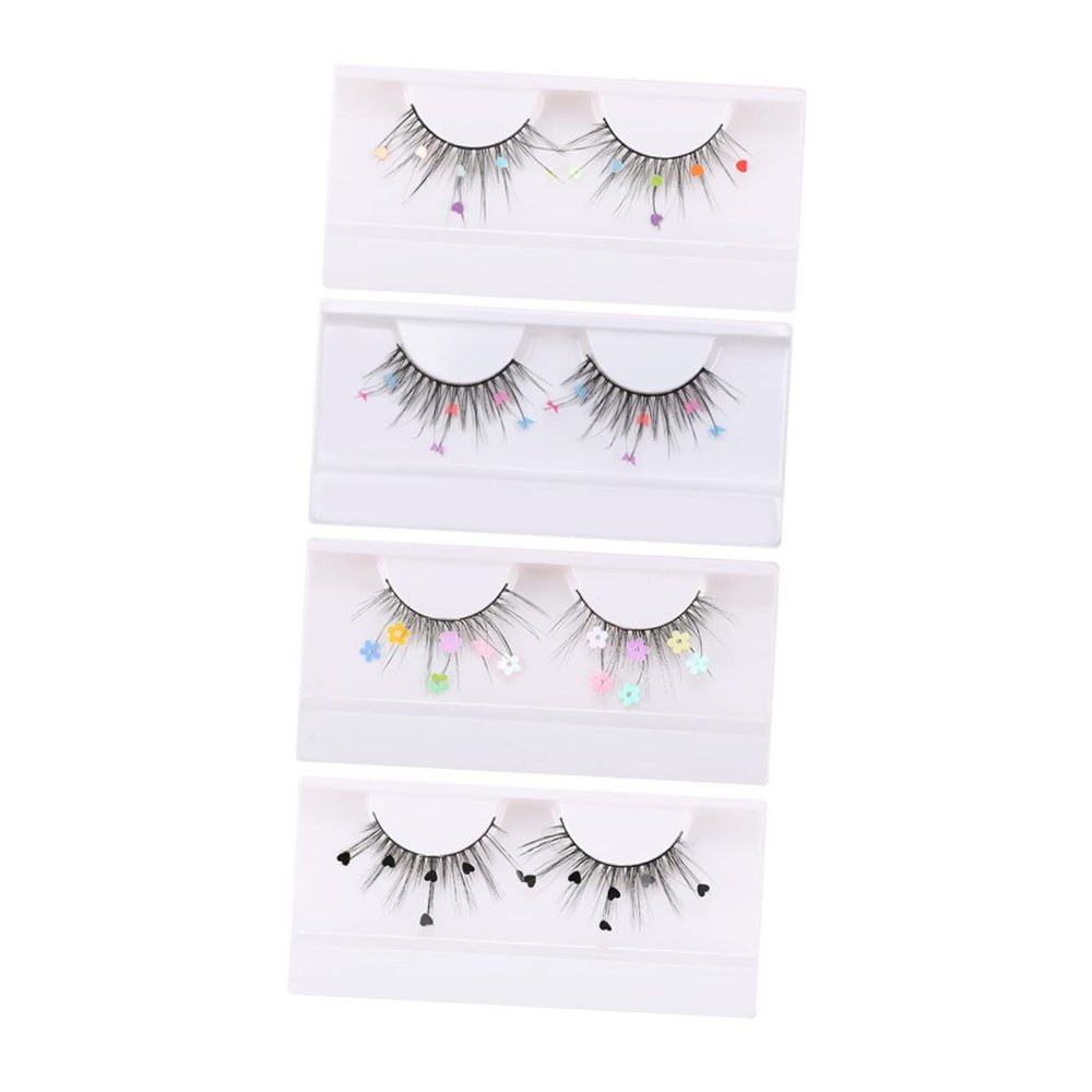 False Eyelash Set, 4 Pairs, Imitation Glitter Sequins
