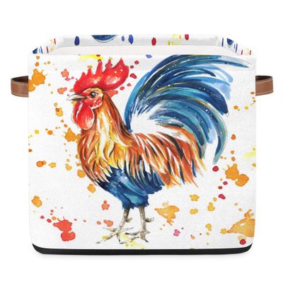 TropicalLife 36-L Foldable Fabric Storage Basket with Rooster Motif