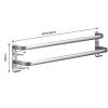 Stainless Steel Double-Bar Towel Rack, 60 cm, Wall-Mounted, Polished Silver view 2