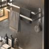Stainless Steel Double-Bar Towel Rack, 60 cm, Wall-Mounted, Polished Silver view 3