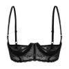 Jugaoge Women's Wetlook Lace Ouvert Bra, 1/4 Cup Push-Up Lingerie, Black, L view 1