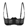 Jugaoge Women's Wetlook Lace Ouvert Bra, 1/4 Cup Push-Up Lingerie, Black, L view 3
