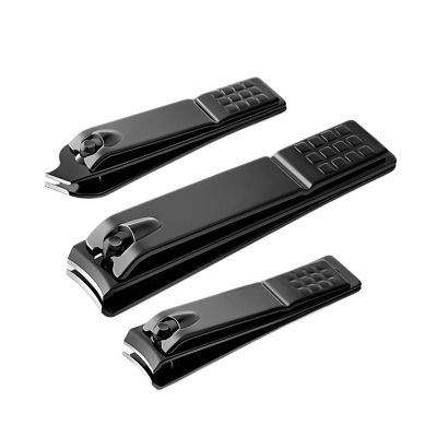 SBTRKT Professional Stainless Steel Nail Clippers for Travel, Fingernail and Toenail Trimmer, Black/Silver (Nail Clippers 2)