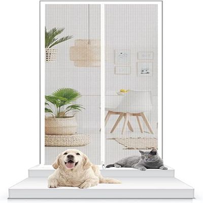 RAMSER Mosquito Net for Cat Doors, 120 x 220 cm, Scratch-Resistant, Double-Sided Mosquito Net to Prevent Puppies and Cats from Running Out (Color: White, Size: 100 x 220 cm)