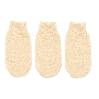 FOMIYES 3-Pack Linen Exfoliating Bath Gloves with Wrist Straps