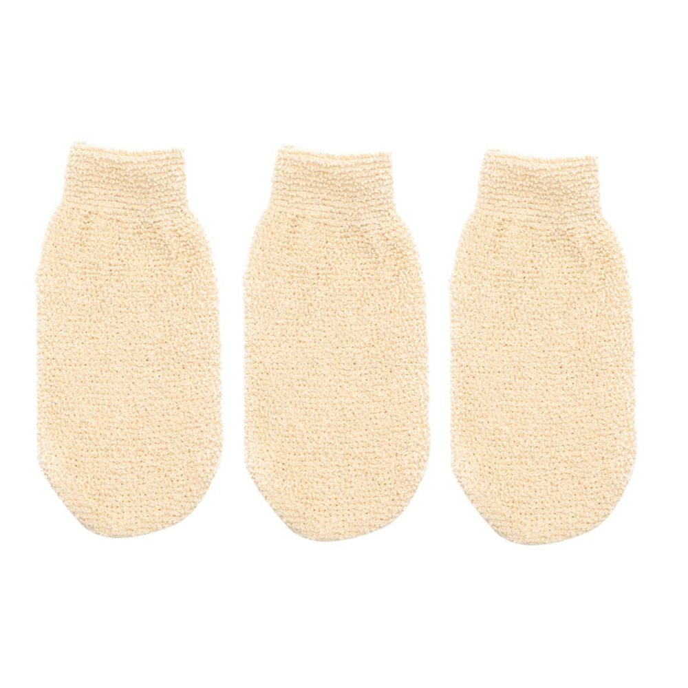 FOMIYES 3-Pack Linen Exfoliating Bath Gloves with Wrist Straps