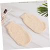 FOMIYES 3-Pack Linen Exfoliating Bath Gloves with Wrist Straps view 2