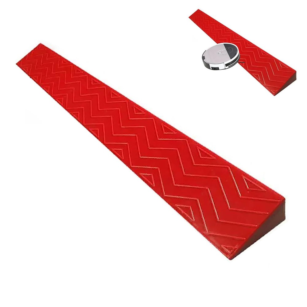 Non-Slip Cuttable Threshold Ramp for Wheelchairs and Robot Vacuums, Red