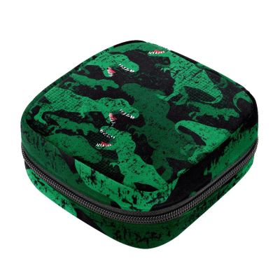 Period Product Storage Bag, Portable Menstrual Kit Pouch for Girls and Women, Dinosaur Green/Black, Multicolor, 4.7 x 6.6 x 6.6 in / 12 x 17 x 17 cm