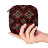 Women's Sanitary Pad Storage Bag, Portable Period Kit Pouch, Dark Red and Black Geometric Pattern, Multicolor, 4.7 x 6.6 x 6.6 in / 12 x 17 x 17 cm view 4