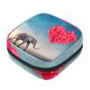 Sanitary Pad Storage Bag, Feminine Product Pouch, Portable Period Kit Bag for Girls and Women, Gray Elephant Trunk, Red Balloons and Heart, Multicolor, 4.7 x 6.6 x 6.6 in/12 x 17 x 17 cm view 1