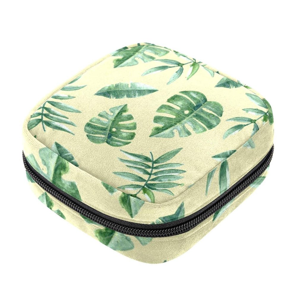 Women's Sanitary Pad Storage Bag, Tropical Leaf, Multicolor, 4.7 x 6.6 x 6.6 in